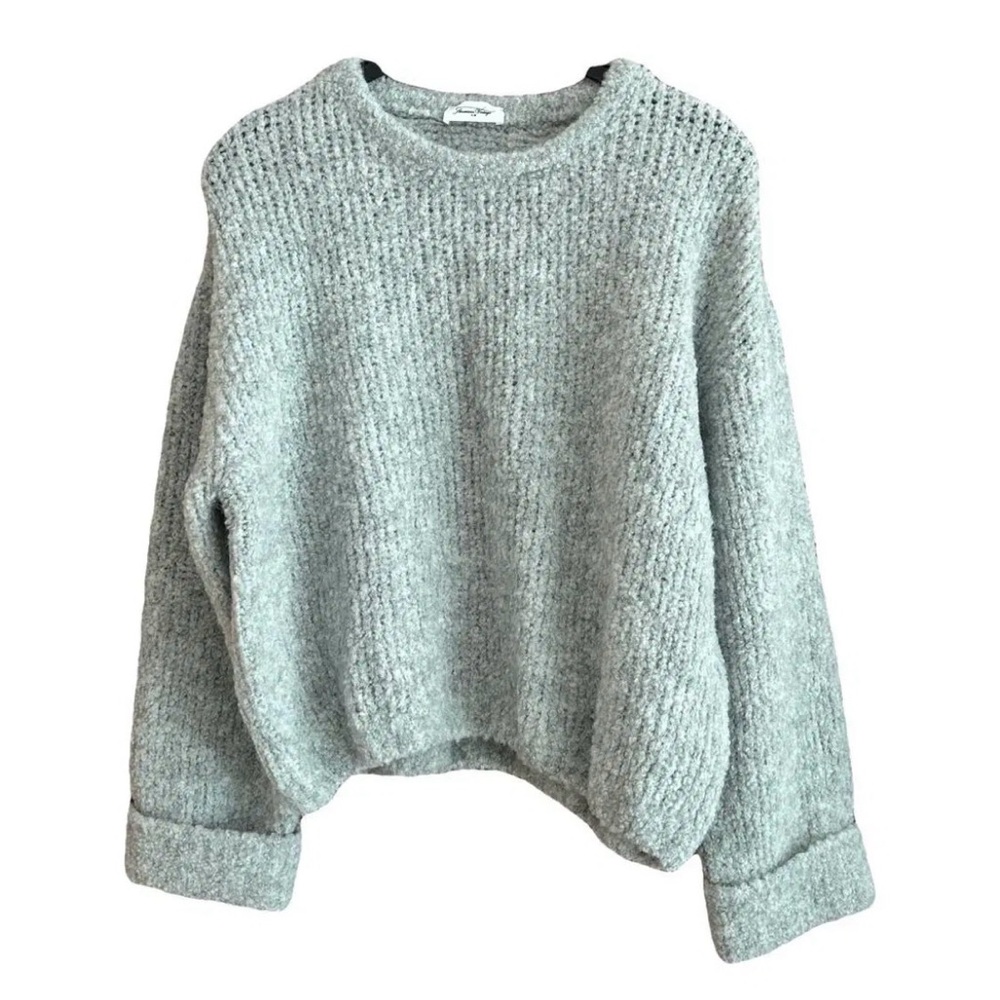 American Vintage Light Gray Crewneck Textured Sweater